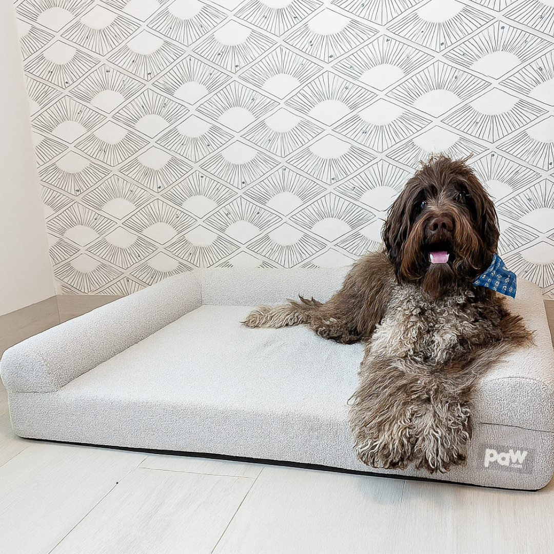 PupLuxe™ 3-Bolster Dog Bed - Grey Bouclé