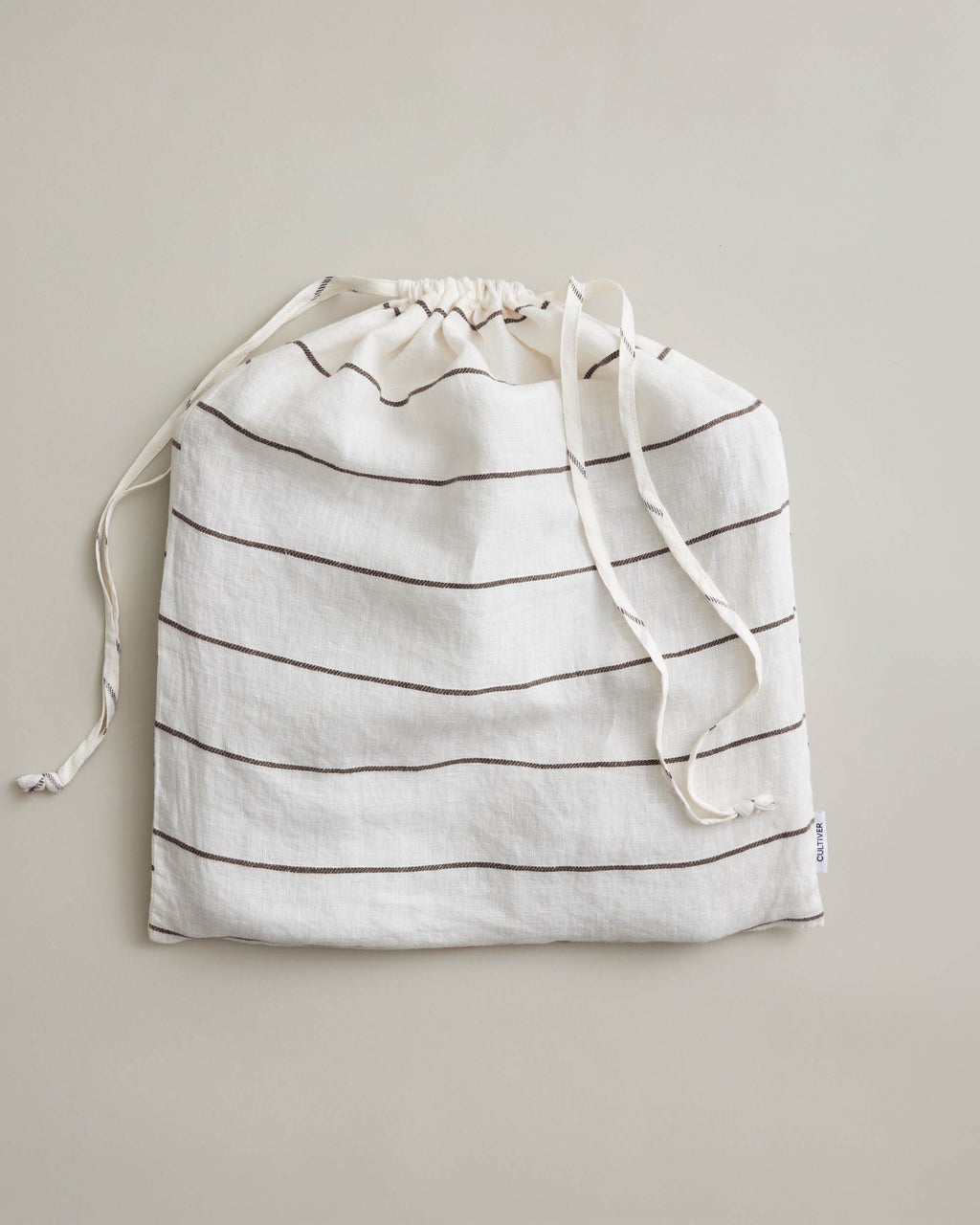 Linen Fitted Sheet - Truffle Stripe