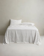 Linen Flat Sheet - Truffle Stripe