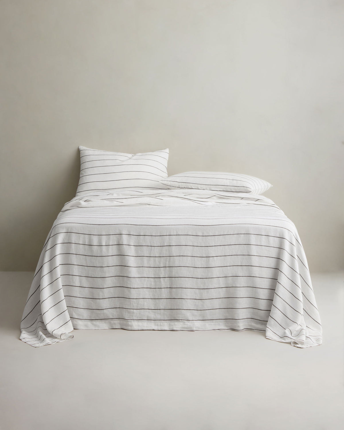Linen Flat Sheet - Truffle Stripe