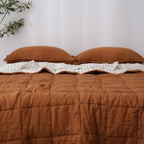 Quilted Linen Blanket - Clay + Sand Stripe