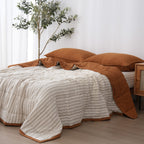 Quilted Linen Blanket - Clay + Sand Stripe