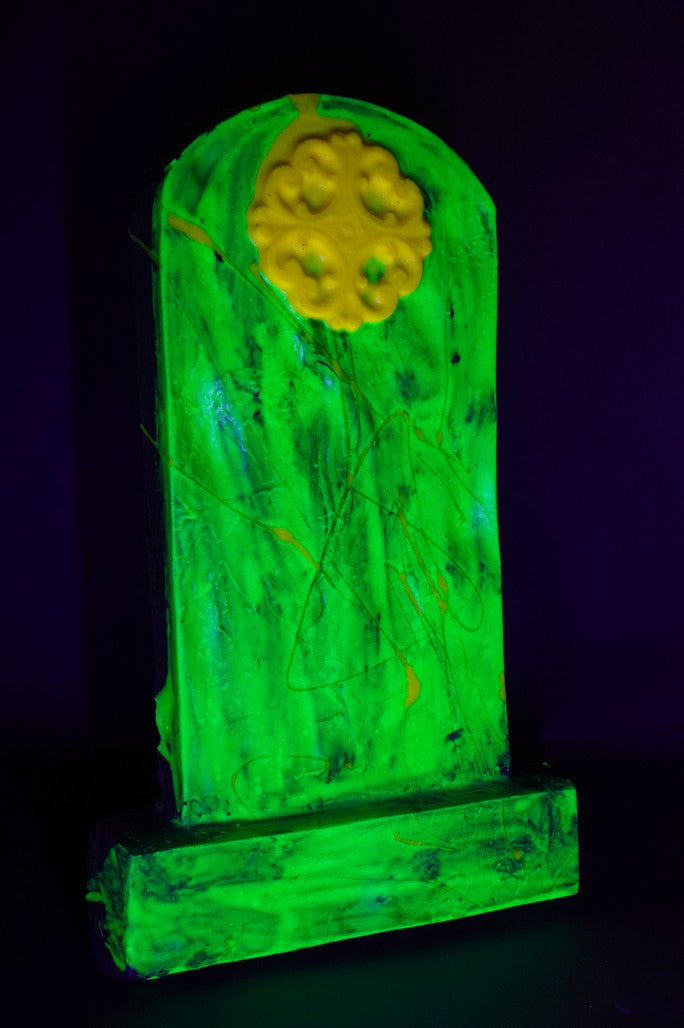 Blacklight Glowing Military 24" Headstone Prop view 2