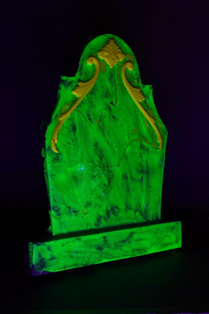 Blacklight Glowing Victorian 24" Headstone Prop view 2