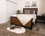 PupRug® Orthopedic Bed + Matching Waterproof Blanket Bundle - White with Brown Accents