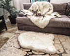 PupRug® Orthopedic Bed + Matching Waterproof Blanket Bundle - White with Brown Accents