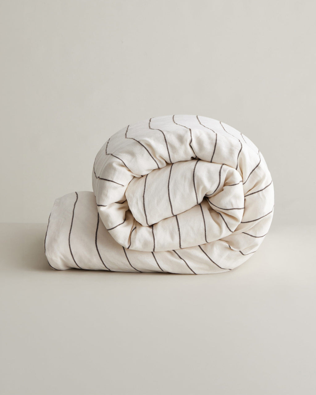Linen Duvet Cover - Truffle Stripe