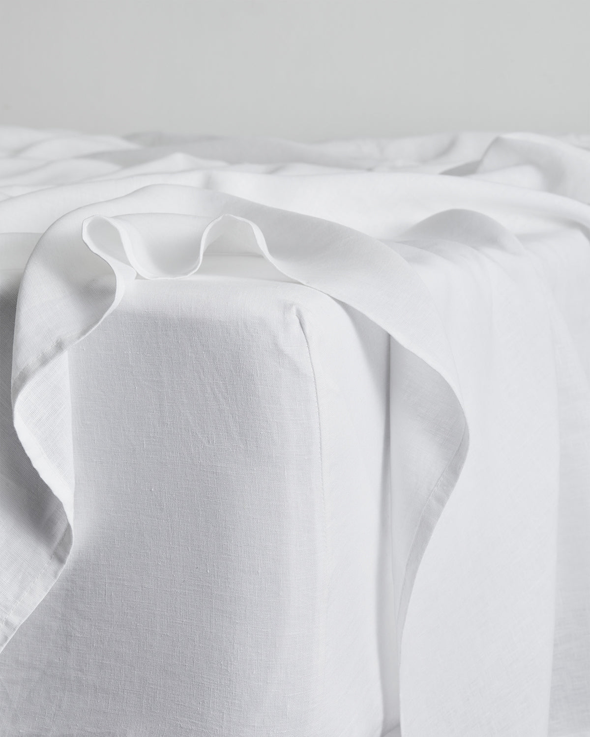 White 100% French Flax Linen Fitted Sheet