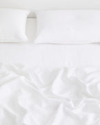 White 100% French Flax Linen Fitted Sheet