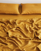 Turmeric 100% French Flax Linen Fitted Sheet