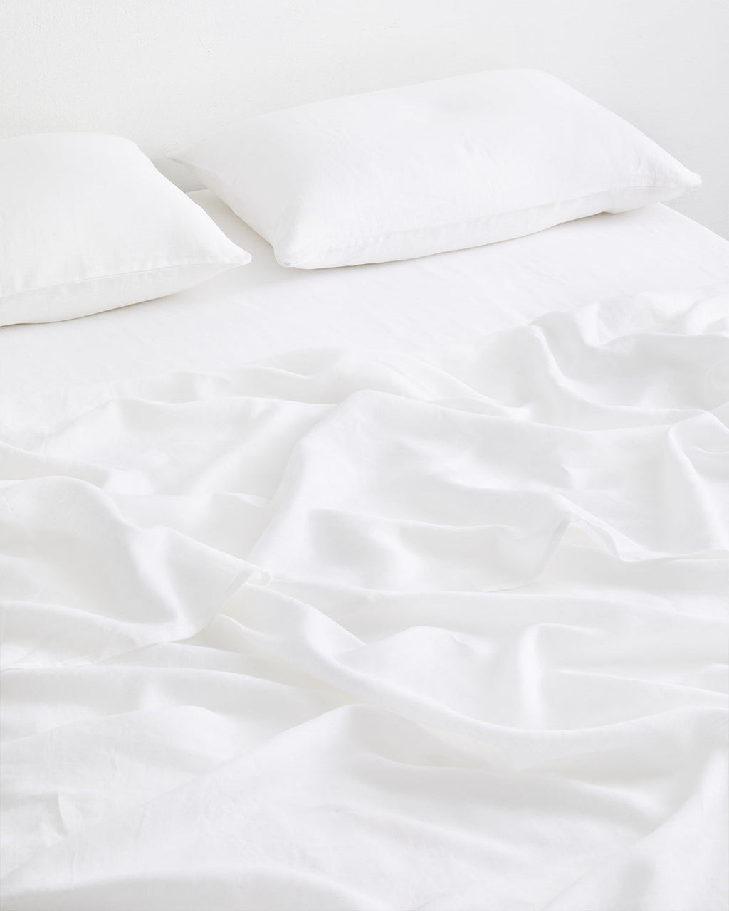 White 100% French Flax Linen Flat Sheet