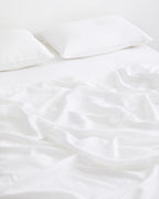 White 100% French Flax Linen Flat Sheet