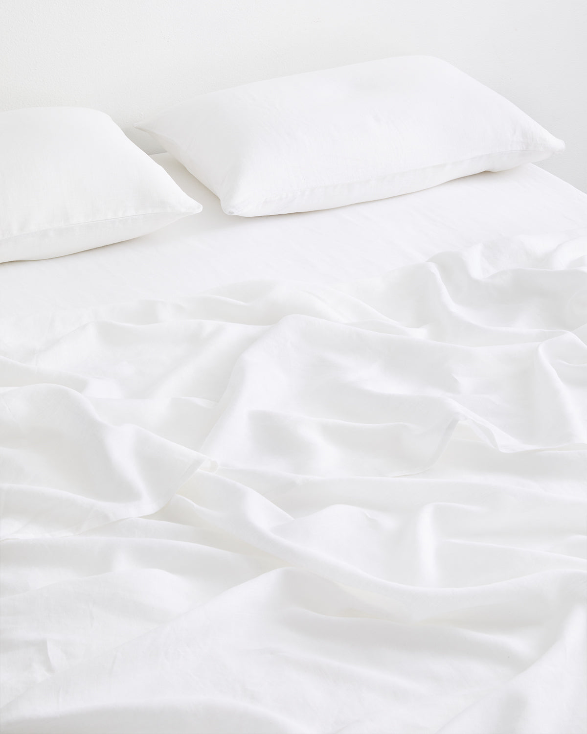 White 100% French Flax Linen Flat Sheet
