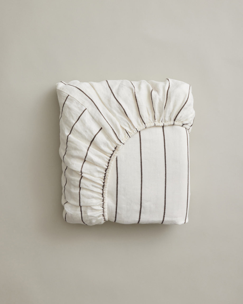 Linen Fitted Sheet - Truffle Stripe