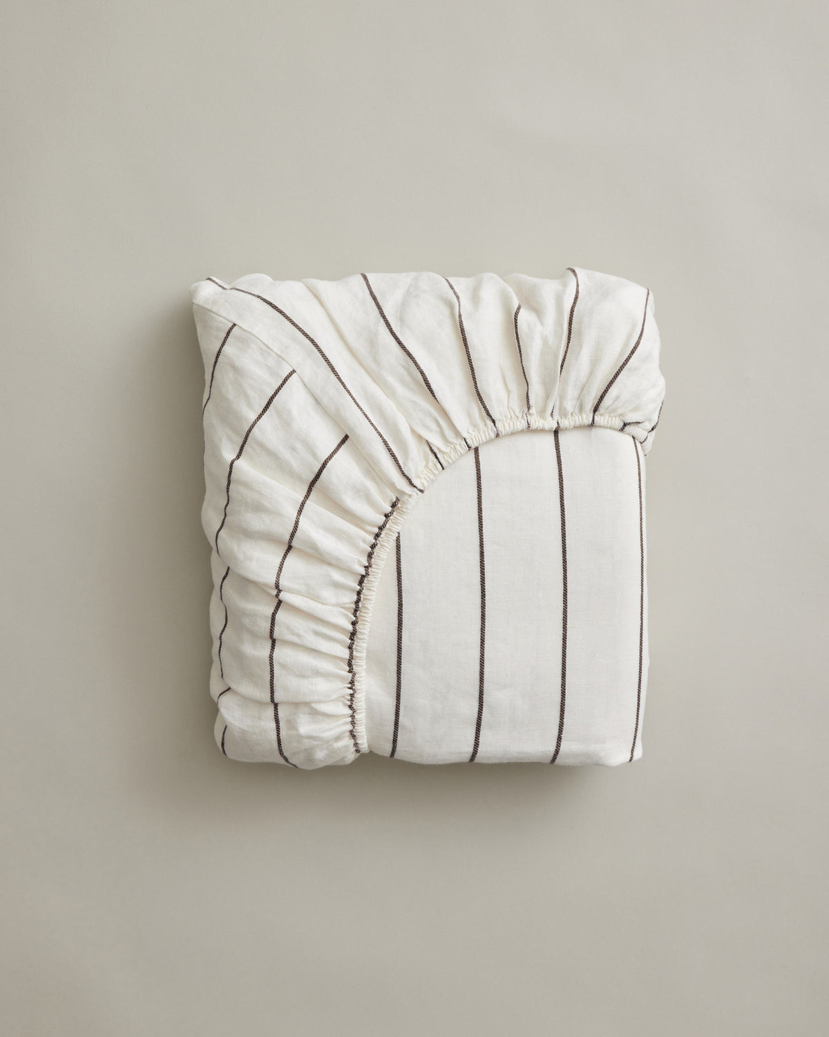 Linen Fitted Sheet - Truffle Stripe
