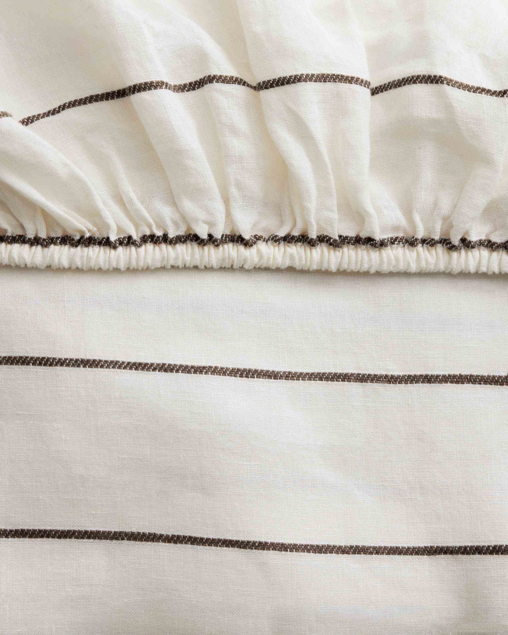 Linen Fitted Sheet - Truffle Stripe