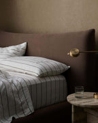 Linen Fitted Sheet - Truffle Stripe