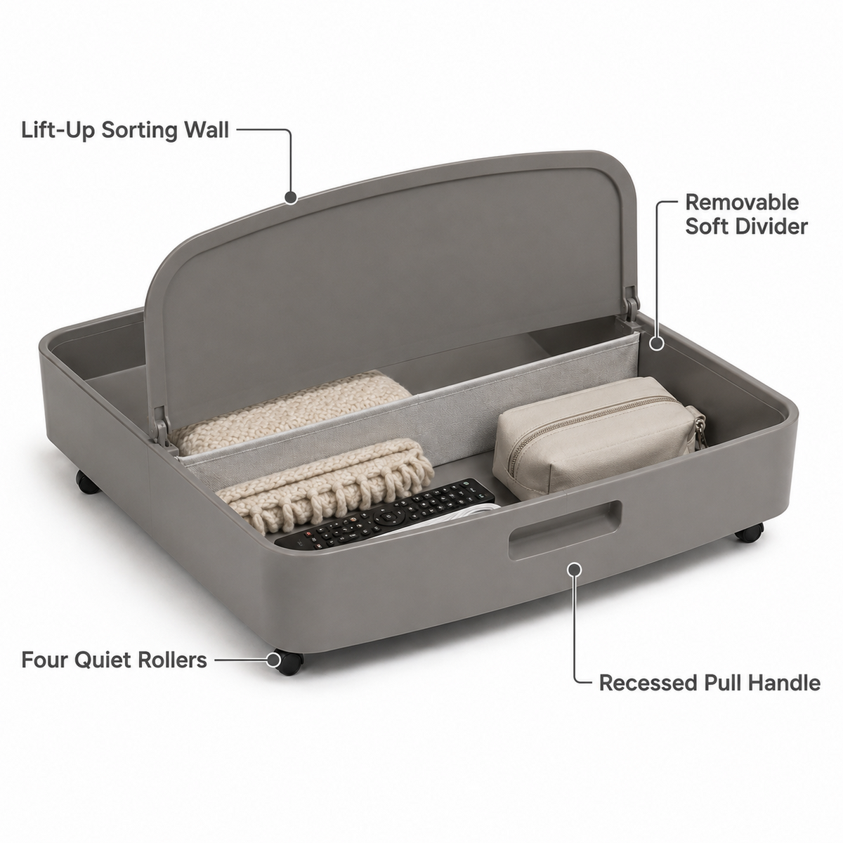 SlideArc Under-Sofa Storage Dock