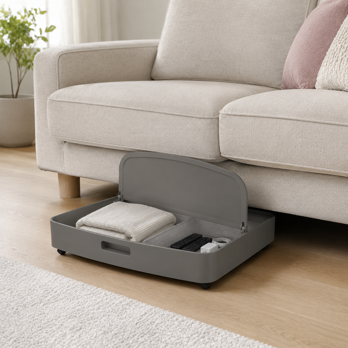 SlideArc Under-Sofa Storage Dock