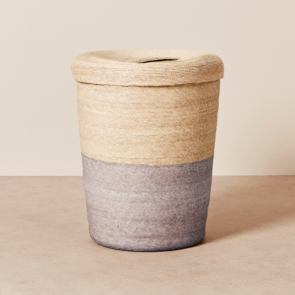Tall Woven Lidded Hamper