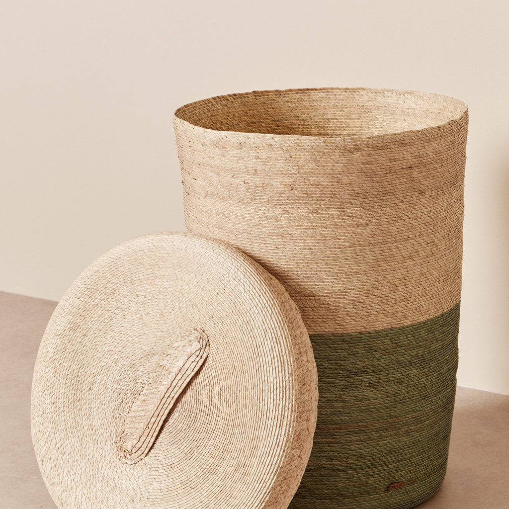 Tall Woven Lidded Hamper