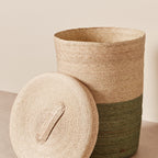 Tall Woven Lidded Hamper