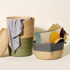 Tall Woven Lidded Hamper