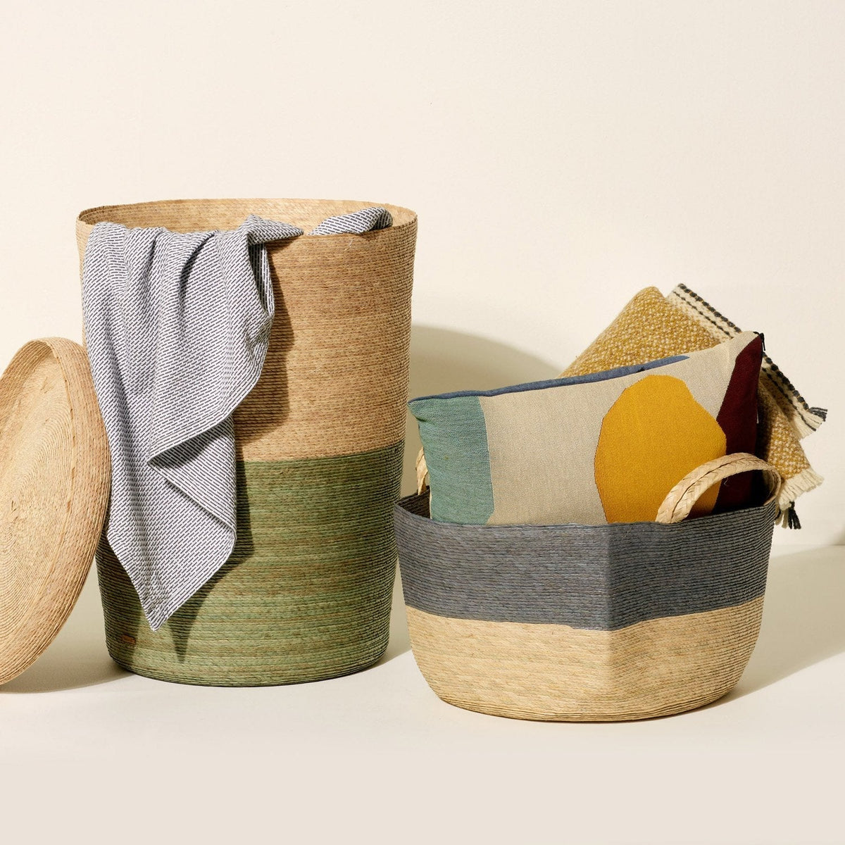 Tall Woven Lidded Hamper