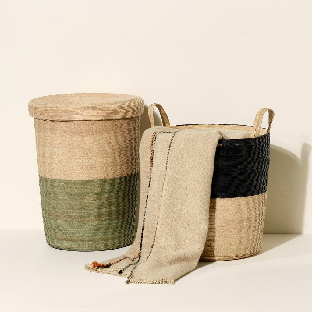 Tall Woven Lidded Hamper