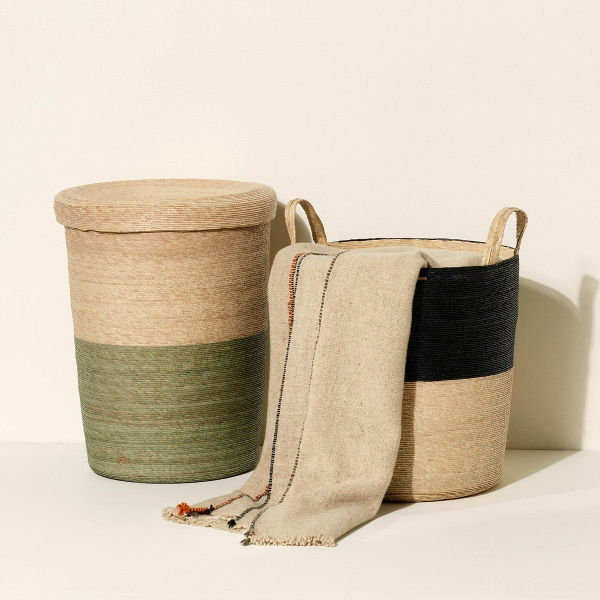 Tall Woven Lidded Hamper