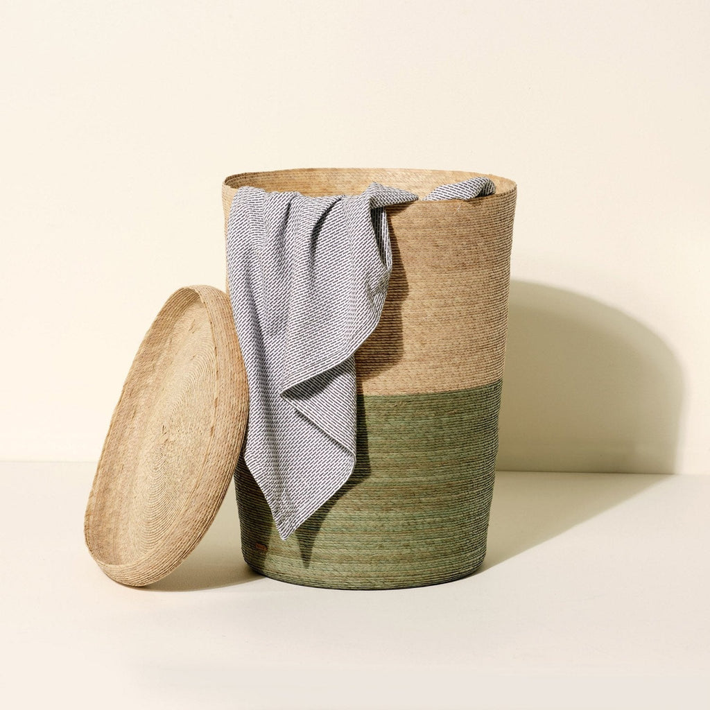 Tall Woven Lidded Hamper