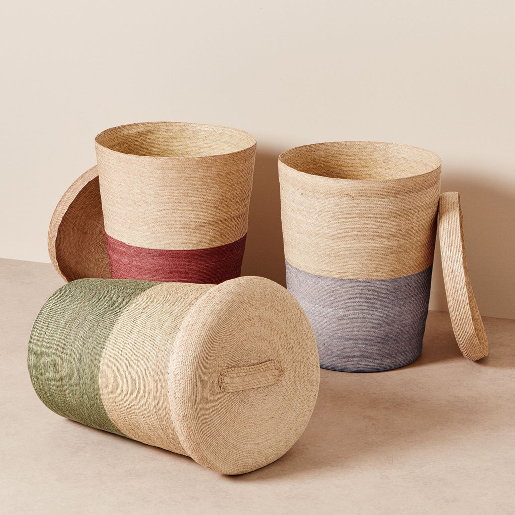 Tall Woven Lidded Hamper