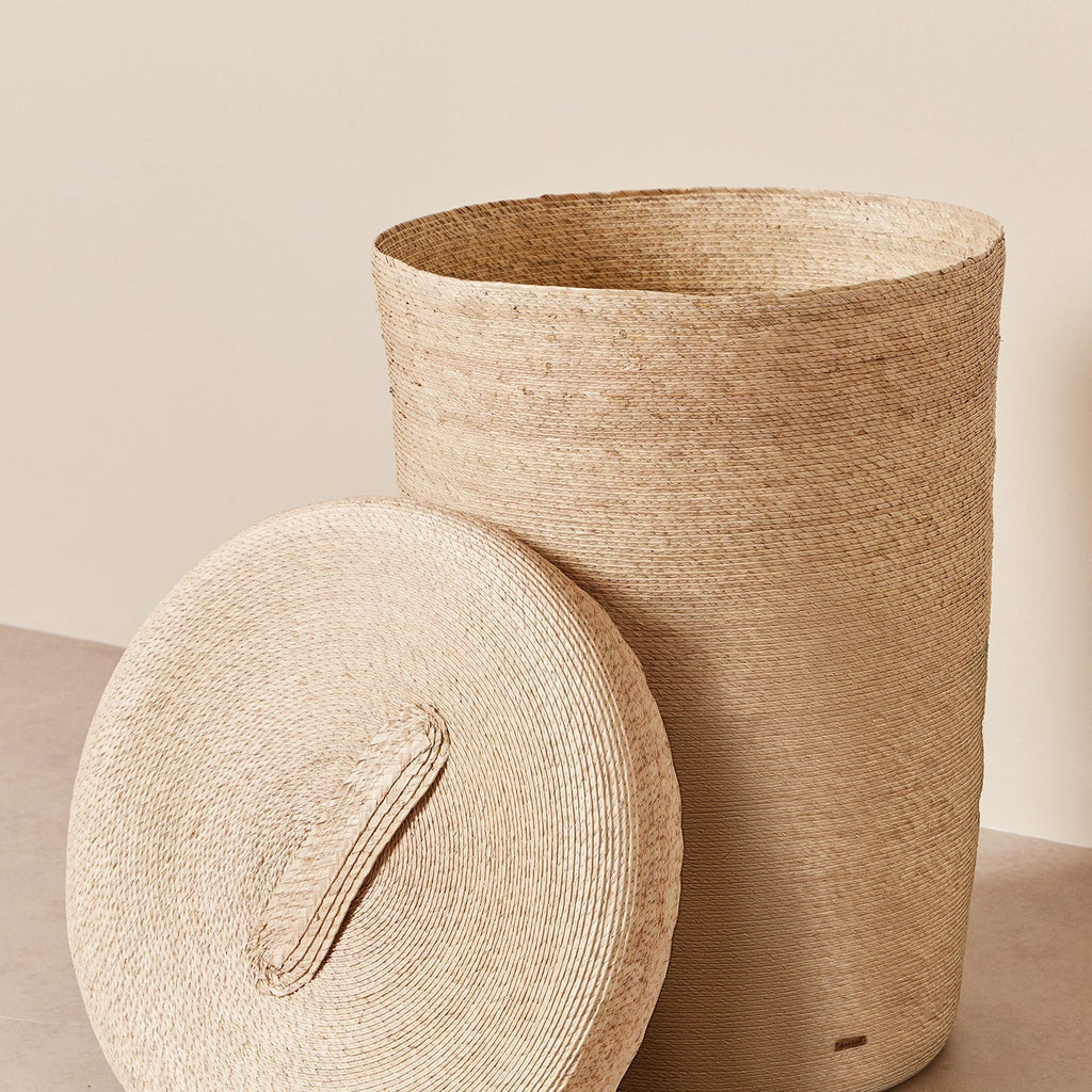Tall Woven Lidded Hamper