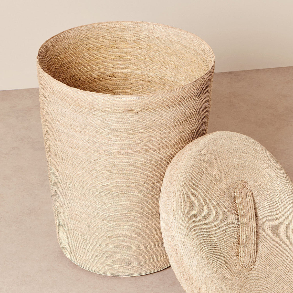 Tall Woven Lidded Hamper
