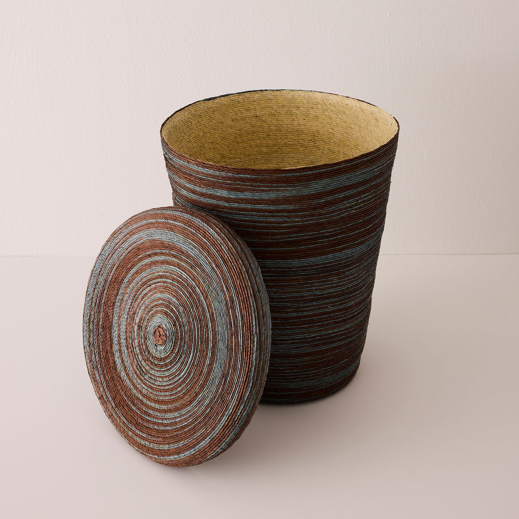 Tall Woven Lidded Hamper