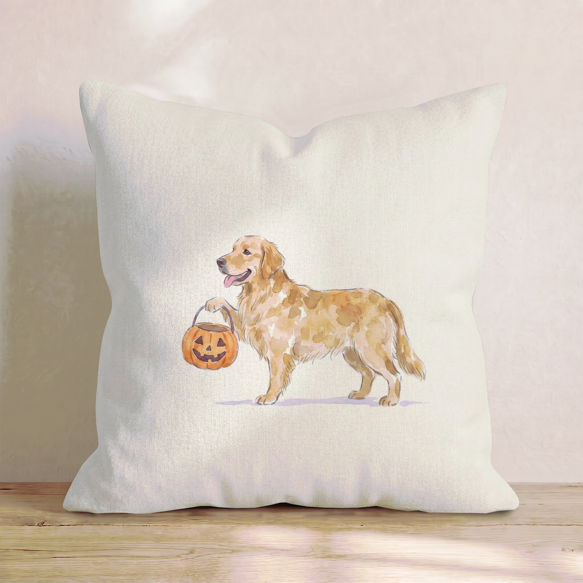 Halloween Golden Retriever Throw Pillow