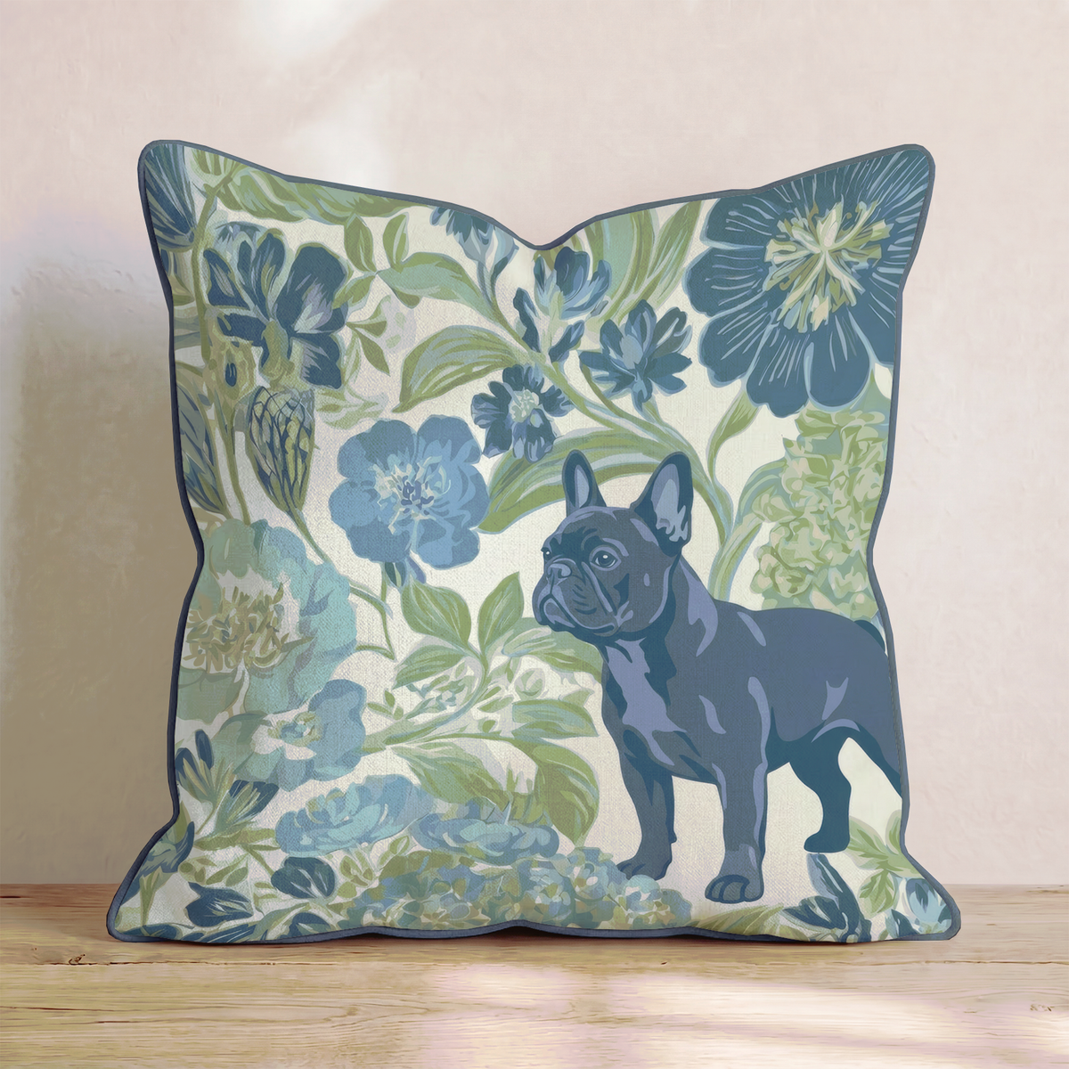 French Bulldog in the Flowers Throw Pillow