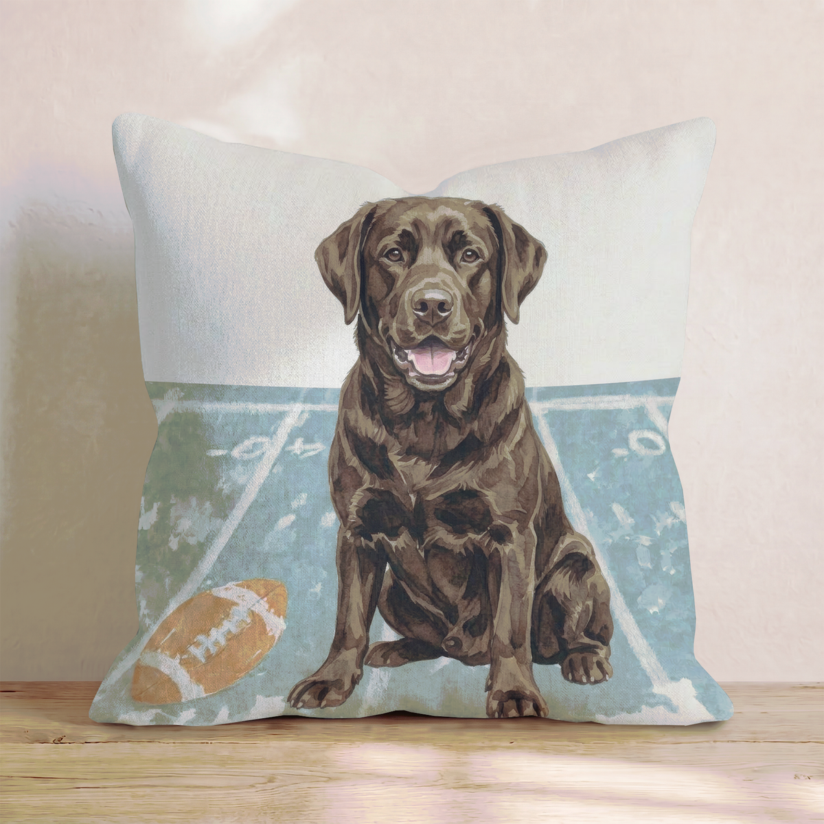 Chocolate Labrador Retriever Gridiron Hero Throw Pillow