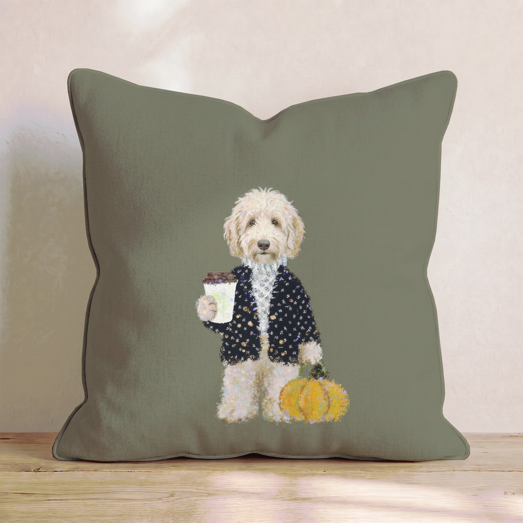 Spiced Latte Labradoodle Throw Pillow
