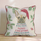 Frenchie Christmas Dressed Up Throw Pillow