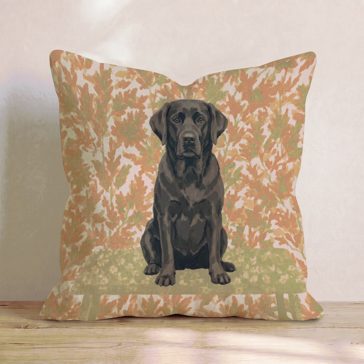 Black Labrador Retriever NYC Fall Afternoon Throw Pillow