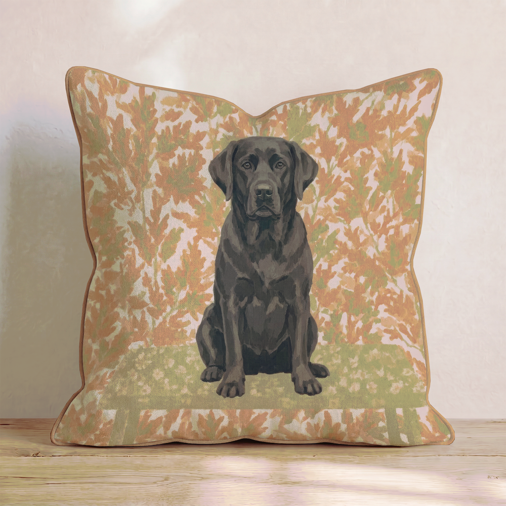 Black Labrador Retriever NYC Fall Afternoon Throw Pillow