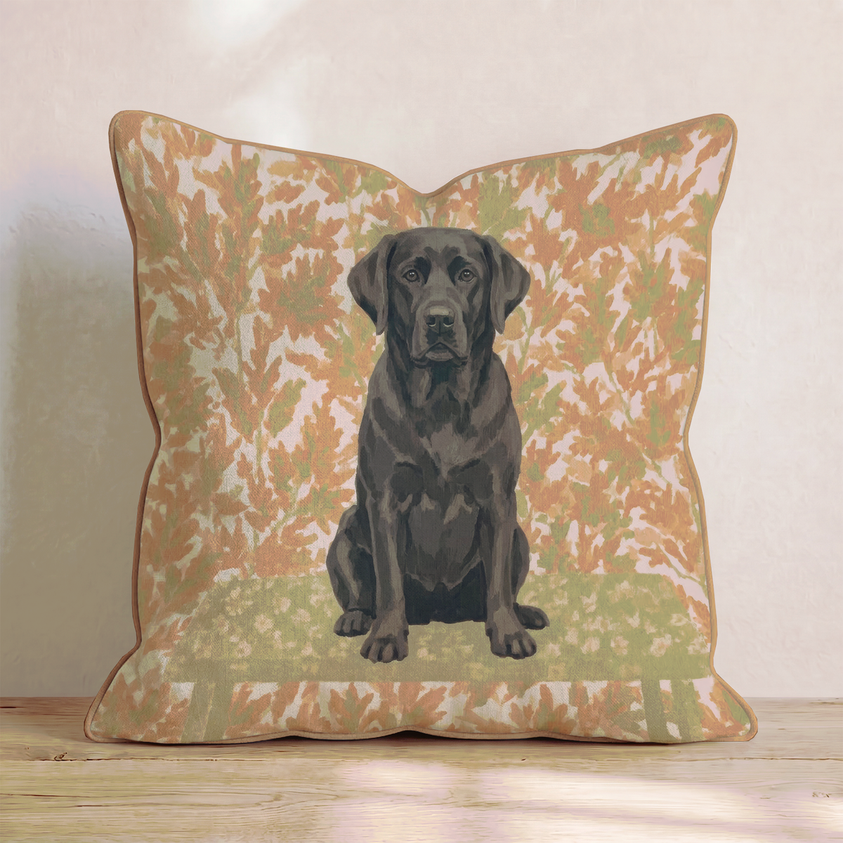 Black Labrador Retriever NYC Fall Afternoon Throw Pillow