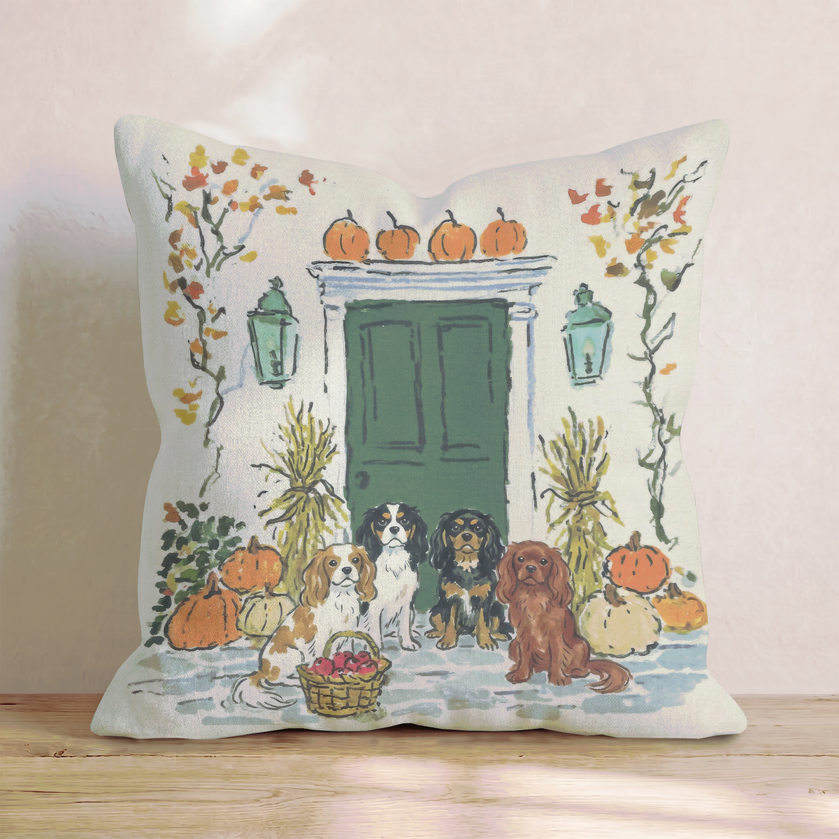 Cavalier King Charles Spaniel Autumn Wander Throw Pillow
