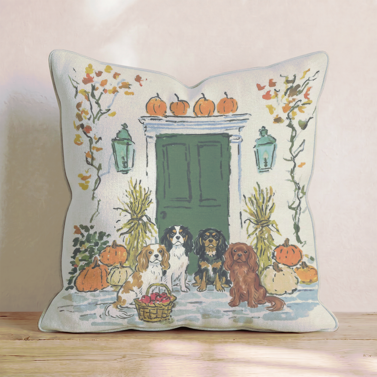 Cavalier King Charles Spaniel Autumn Wander Throw Pillow