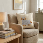The Little Ghost Goldendoodle Throw Pillow