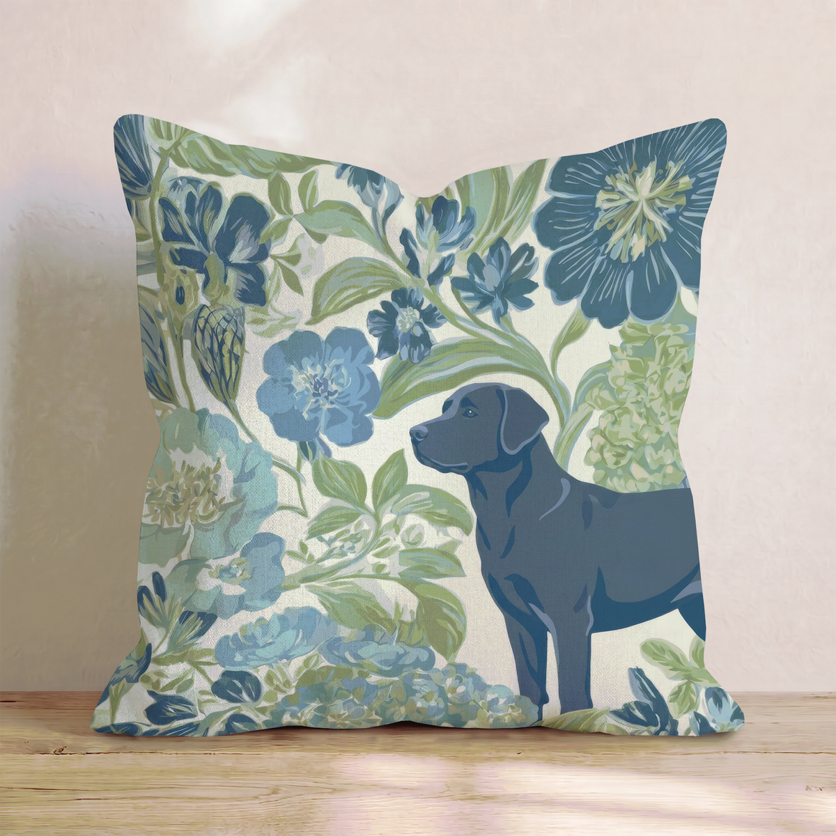 Labrador Retriever in the Flowers Throw Pillow