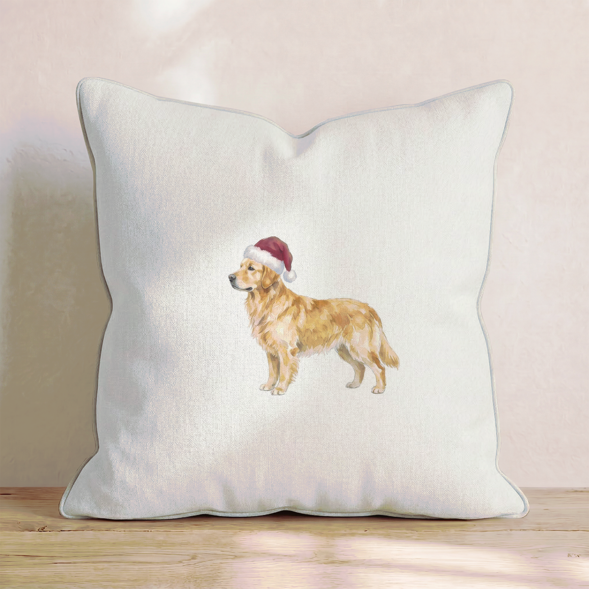 Santa Golden Retriever Throw Pillow