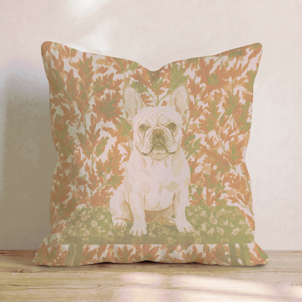 French Bulldog NYC Fall Afternoon Throw Pillow