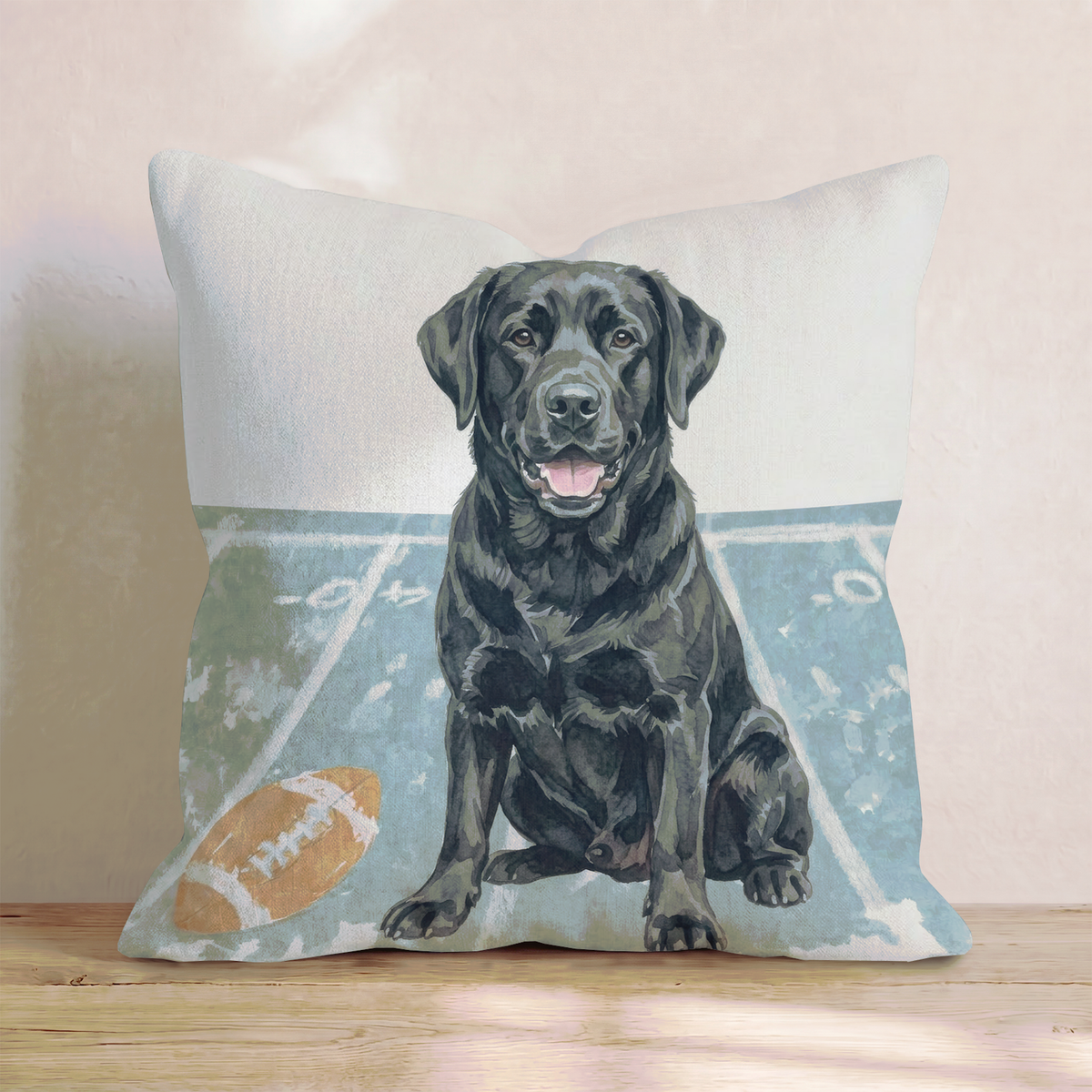 Black Labrador Retriever Gridiron Hero Throw Pillow